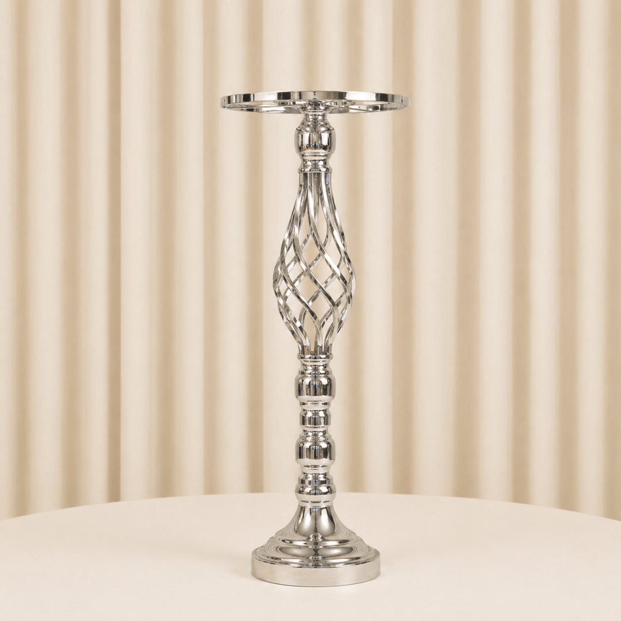 Location - Centre de table Coupe Tressée Argent 50 cm [CTTRA50]