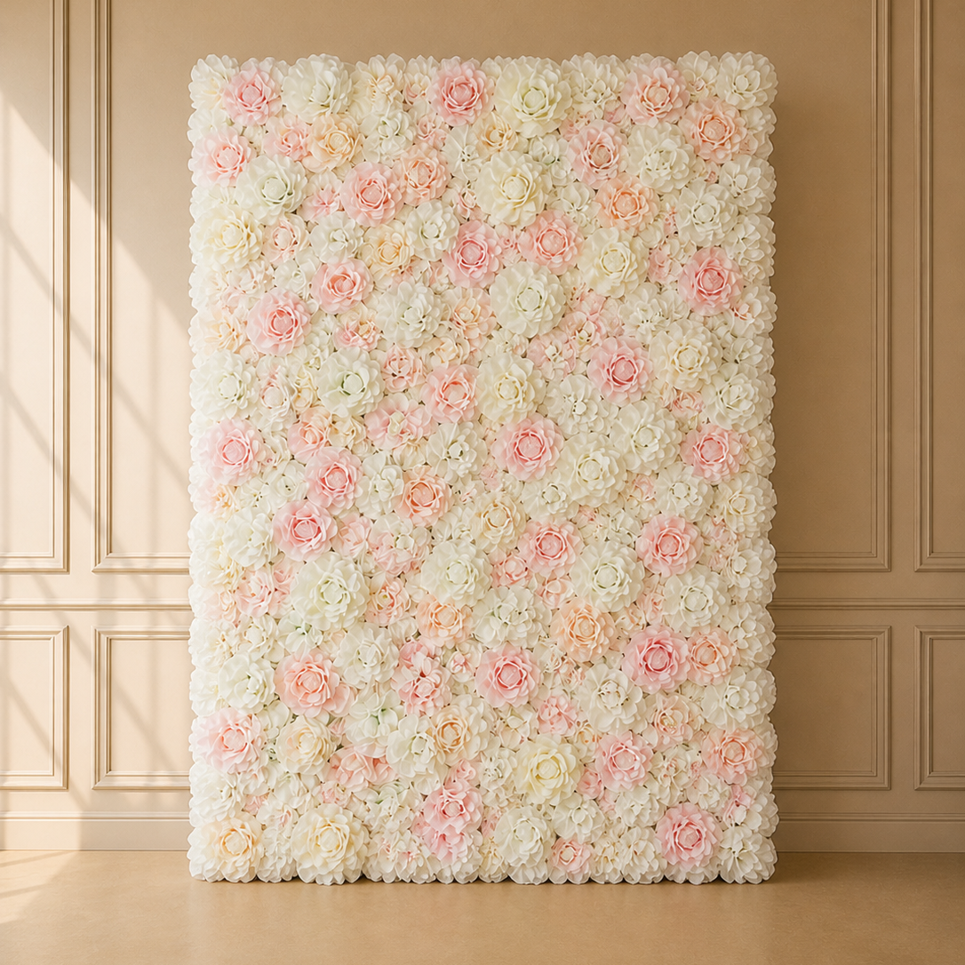 Location - Mur de Fleurs rose et blanc