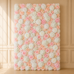 Location - Mur de Fleurs rose et blanche - hortensia piquée de pivoines 180x160cm