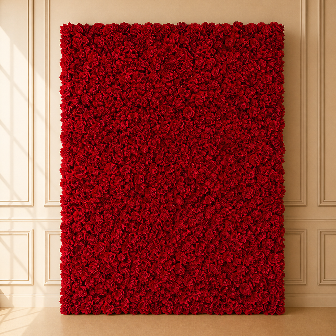 Location - Mur de Fleurs Rouge Intense (1,80 m x 1,60 m)