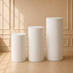 Location - Lot de 3 Colonnes cylindriques striées design [COLCYSTRX3]