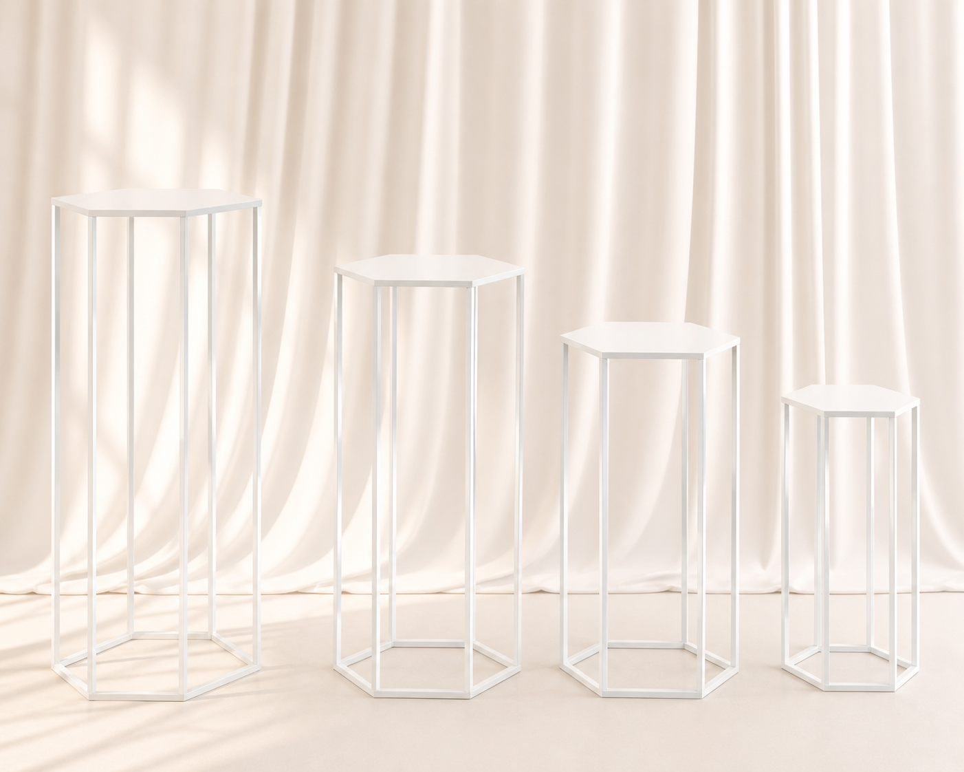 Location - Lot de 4 sellettes hexagonales en Métal de couleur blanc Premium [SELHEXMETBLX4]