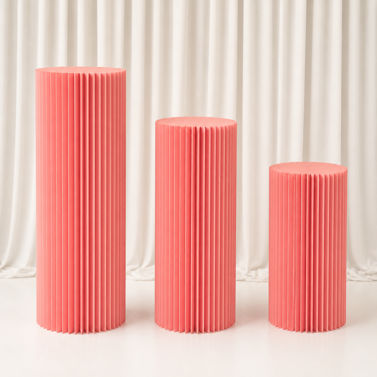 Location - Colonnes cylindriques pliables couleur rose par 3 [COLCYPLIROX3]