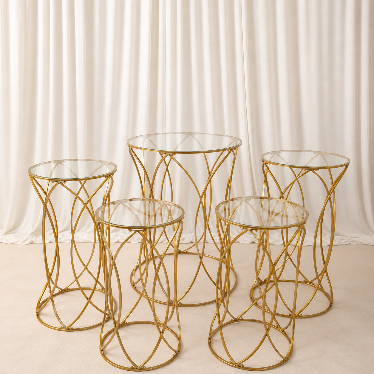 Location - Set de Tables à gâteaux somptueuses dorées - lot de 5