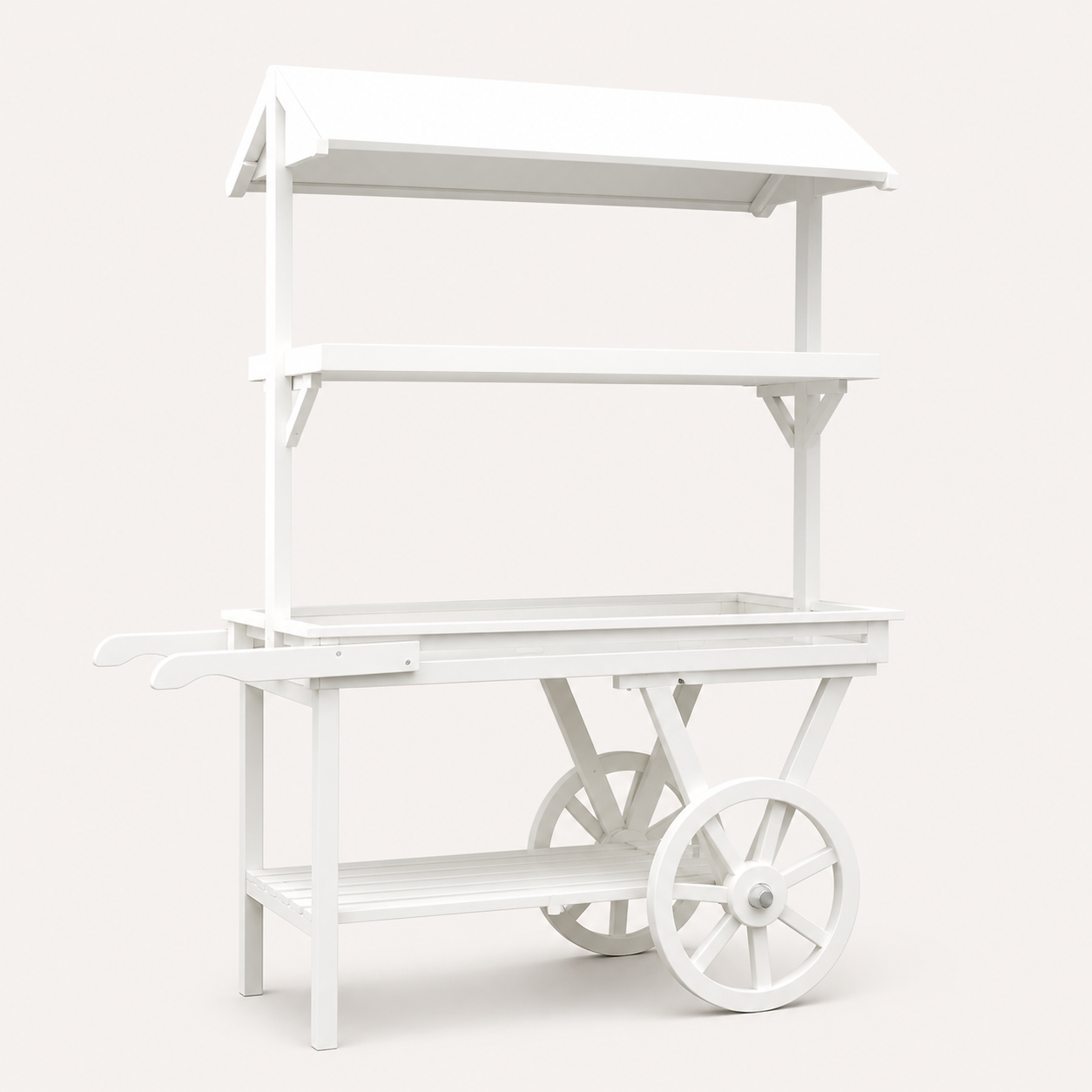 Location - Charette Candy Bar en Bois Blanc BUFFET [CHARCANBUFF1]