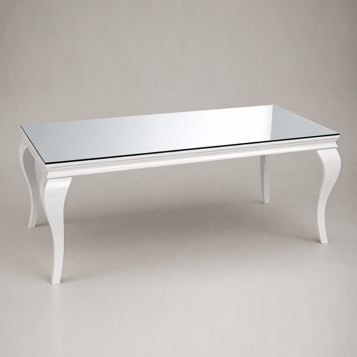 Location - Table d'honneur en Inox Blanc et Plateau miroir [TAHOINBLMIR]