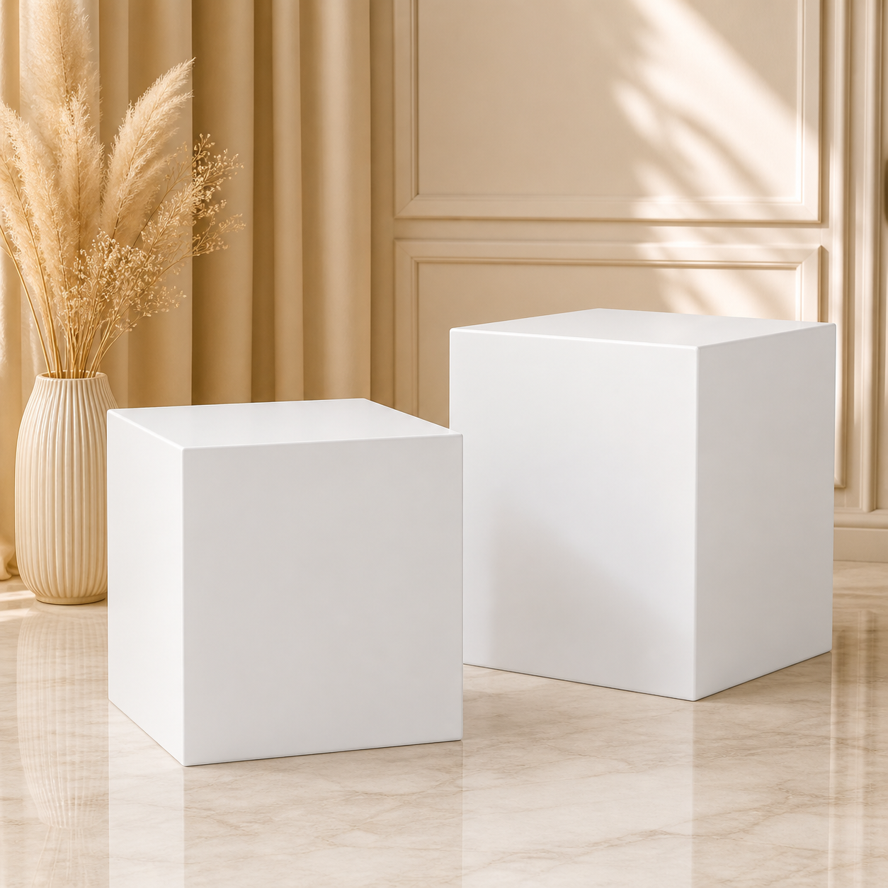 Location - Support Cube Acrylique pour Buffet Blanc - 2 Pièces