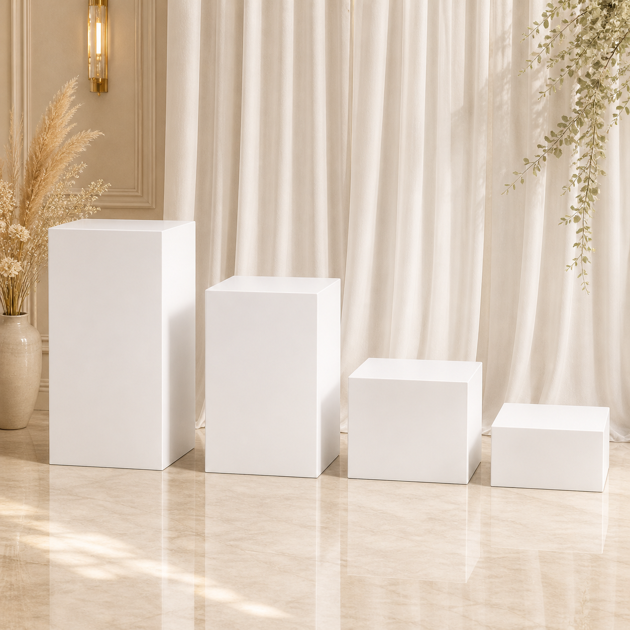 Location - Support Cube Acrylique pour Buffet Blanc - 4 Pièces