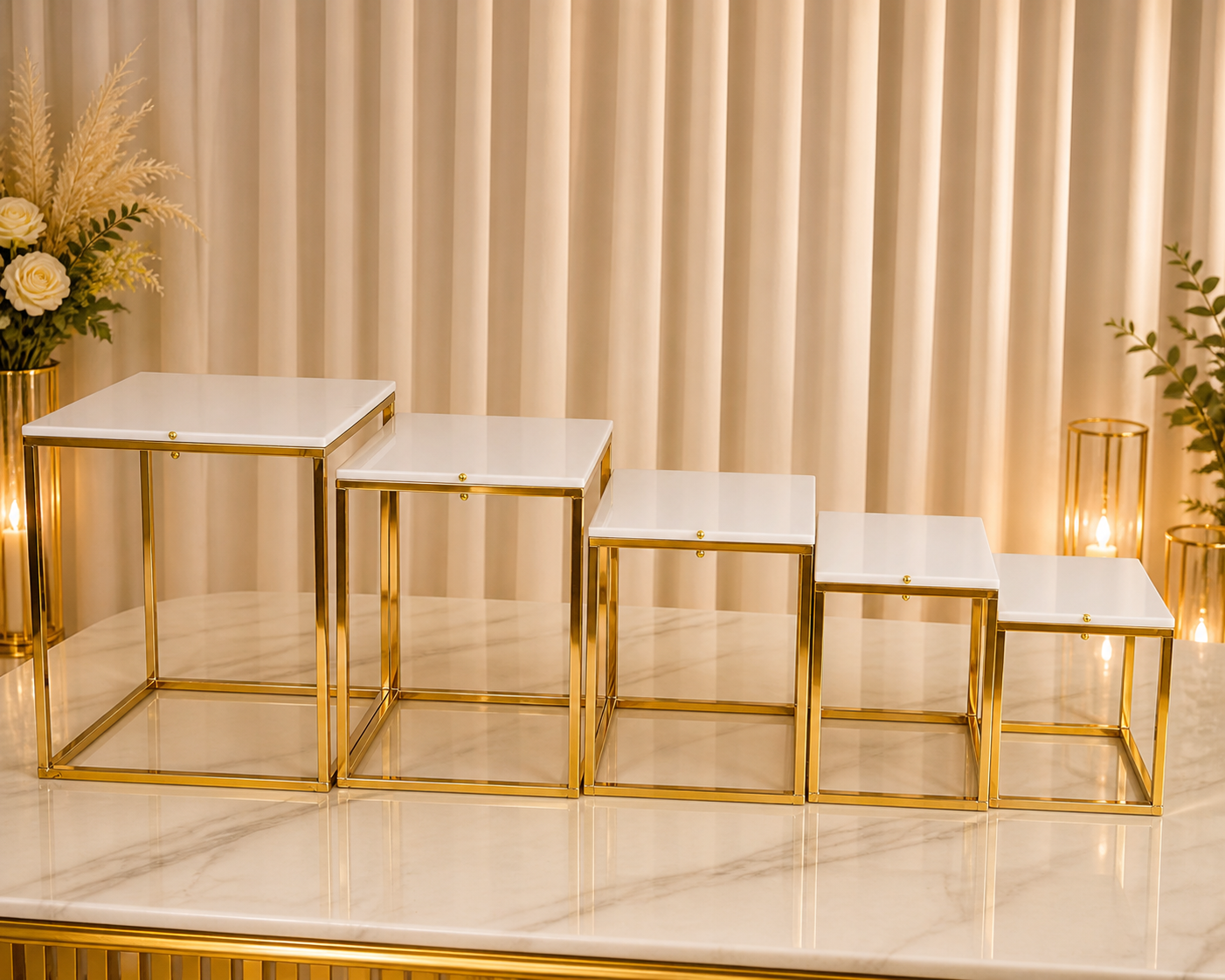 Location - Support pour buffet premium orné blanc - lot de 5