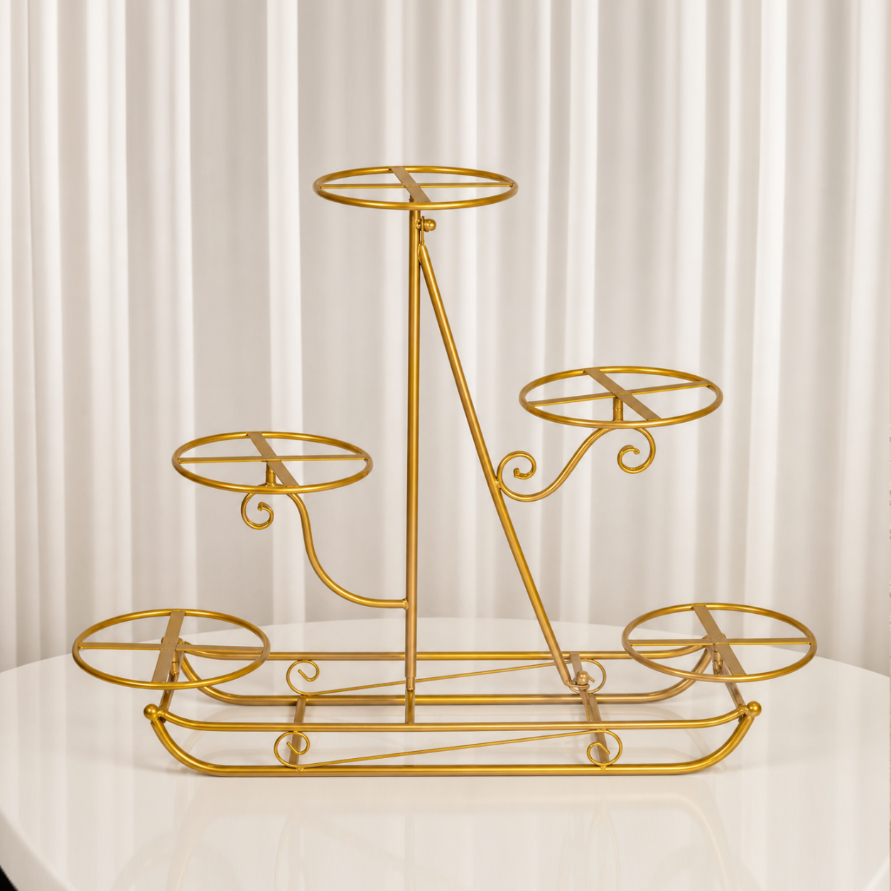 Location - Présentoir Support à Gâteaux 5 supports luge dorée