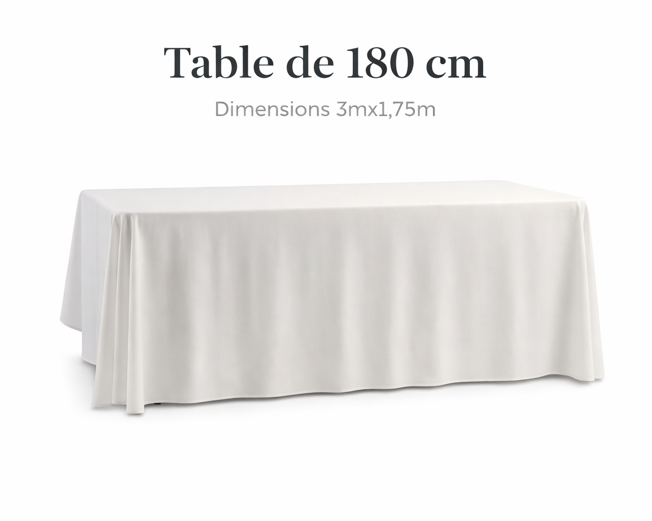 Location - Nappe de table Blanche rectangulaire 180 cm [NARECBLA180]