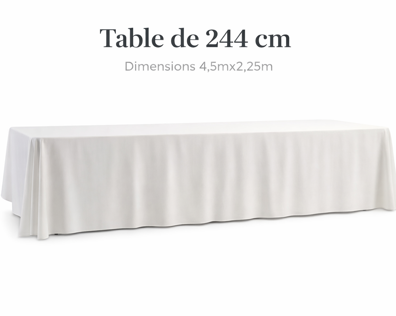 Location - Nappe de table Blanche rectangulaire 244 cm [NARECBLA244]