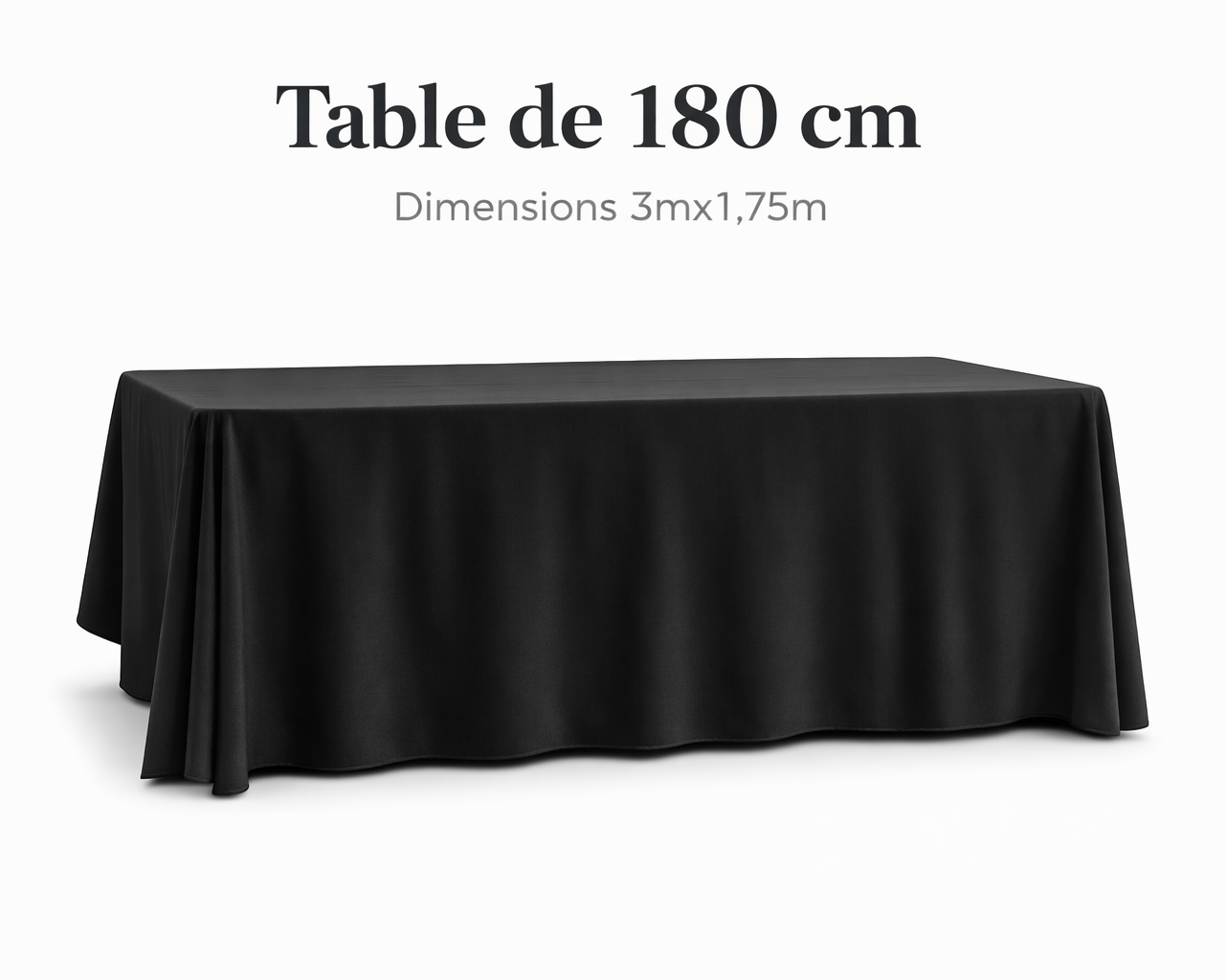 Location - Nappe de table Noire rectangulaire 180 cm [NARECNOI180]