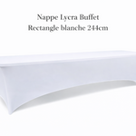 Location - Nappe Lycra Buffet Rectangle blanche 244cm [NALYBURE244BLA]