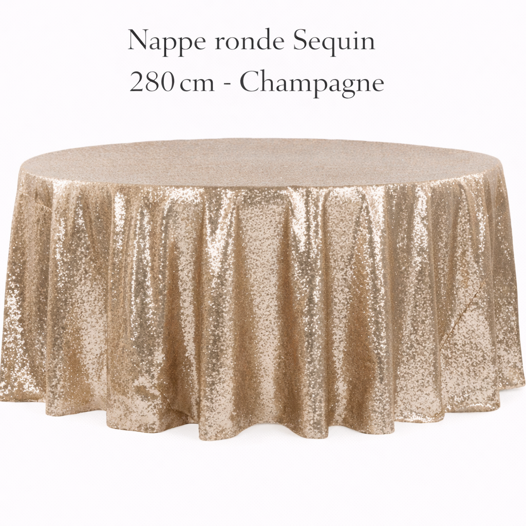 Location - Nappe ronde Sequin 280 cm - Champagne [NASEQRO280CHAM]