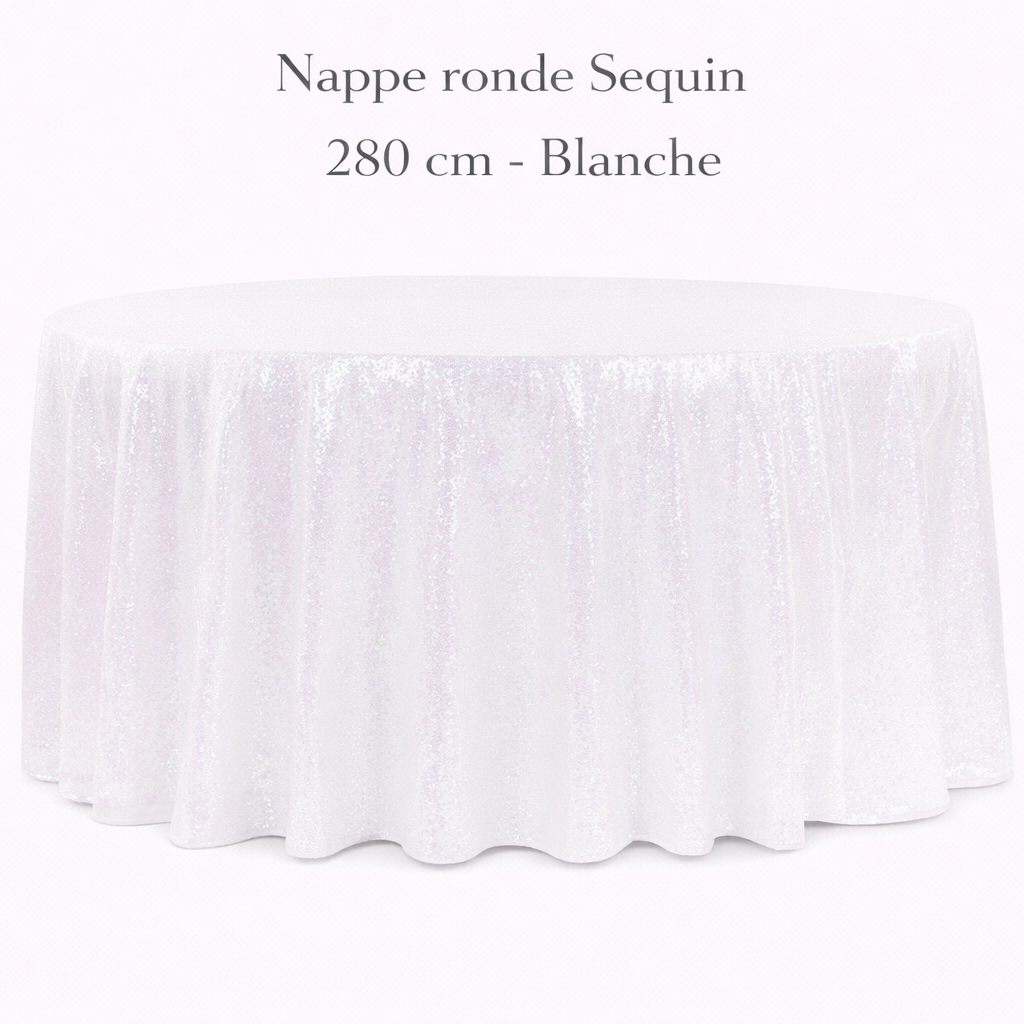 Location - Nappe ronde Sequin 280 cm - Blanche [NASEQRO280BLA]