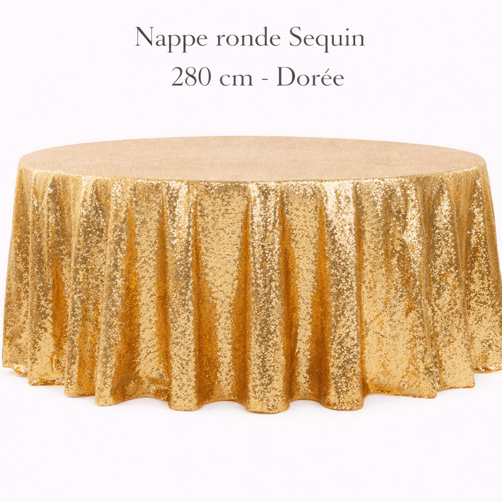 Location - Nappe ronde Sequin 280 cm - Dorée [NASEQRO280OR]