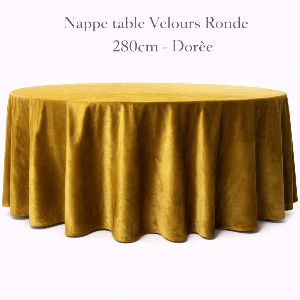 Location - Nappe table Velours Ronde 280cm - Dorée [NAVELRO280OR]
