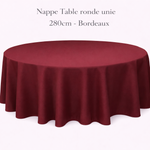 Location - Nappe Table ronde unie 280cm - Bordeaux [NAUNRO280BOR]