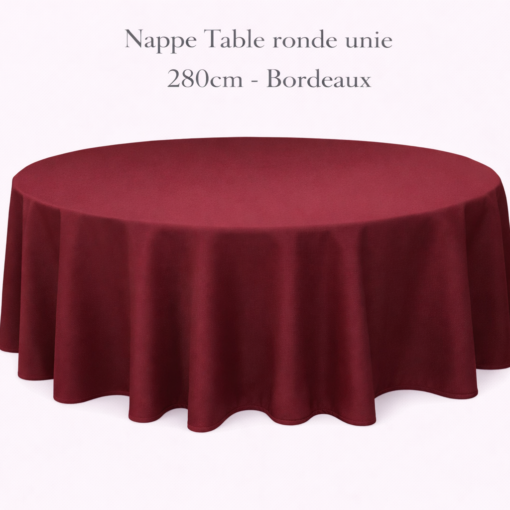 Location - Nappe Table ronde unie 280cm - Bordeaux [NAUNRO280BOR]