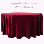 Location - Nappe table Velours Ronde 280cm - Bordeaux [NAVELRO280BOR]