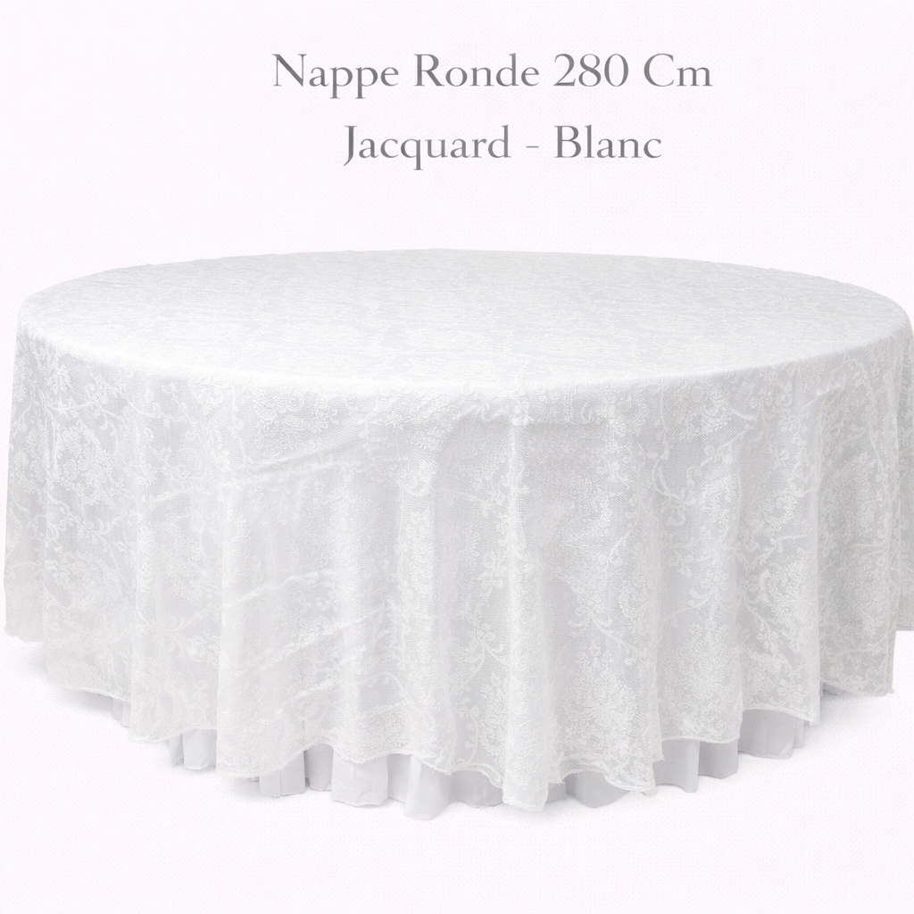 Location - Nappe Ronde 280 Cm Jacquard - Blanc [NAJAQRO280BLA]