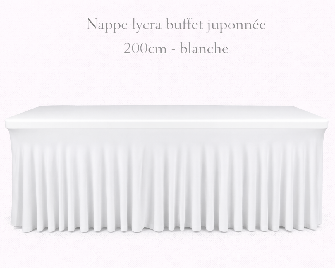 Location - Nappe lycra buffet juponnée 200cm - blanche [NAJUP200BLA]