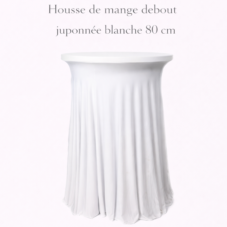 Location - Housse de mange debout juponnée blanche 80 cm [HOMADEJUP80BLA]