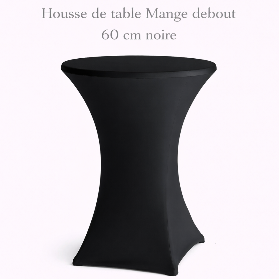 Location - Housse de table Mange debout 60 cm noire [HOMADE60NOI]