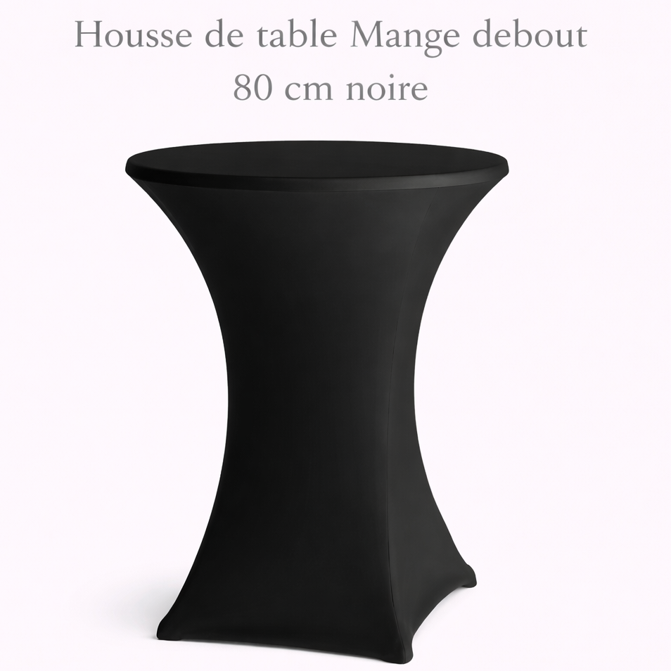 Location - Housse de table Mange debout 80 cm noire [HOMADE80NOI]