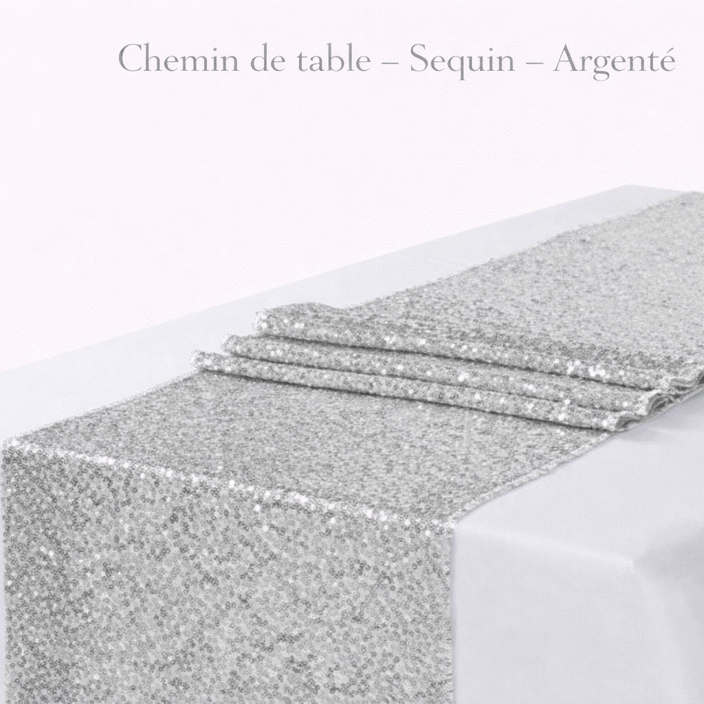 Location - Chemin de table - Sequin - Argenté [CDTSEQARG]