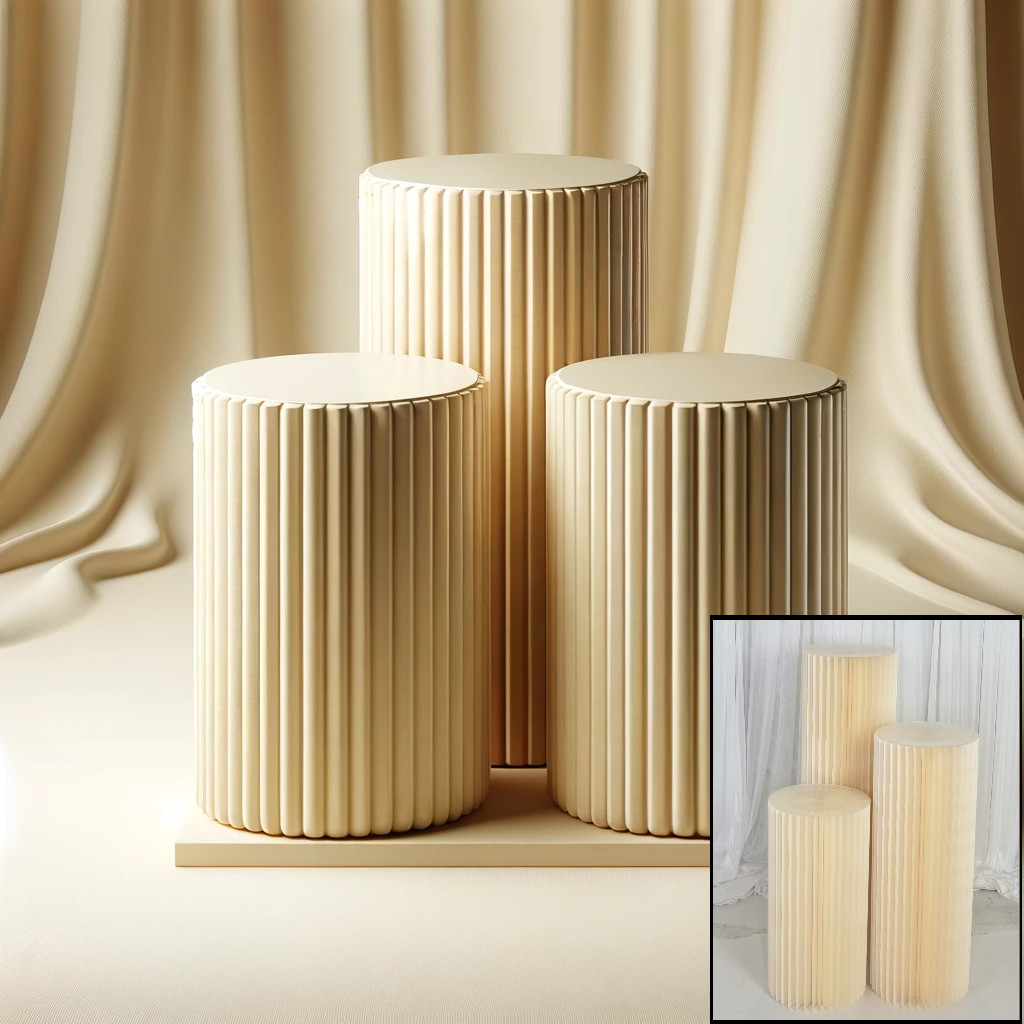 Location - Colonnes cylindriques pliables couleur ivoire par 3