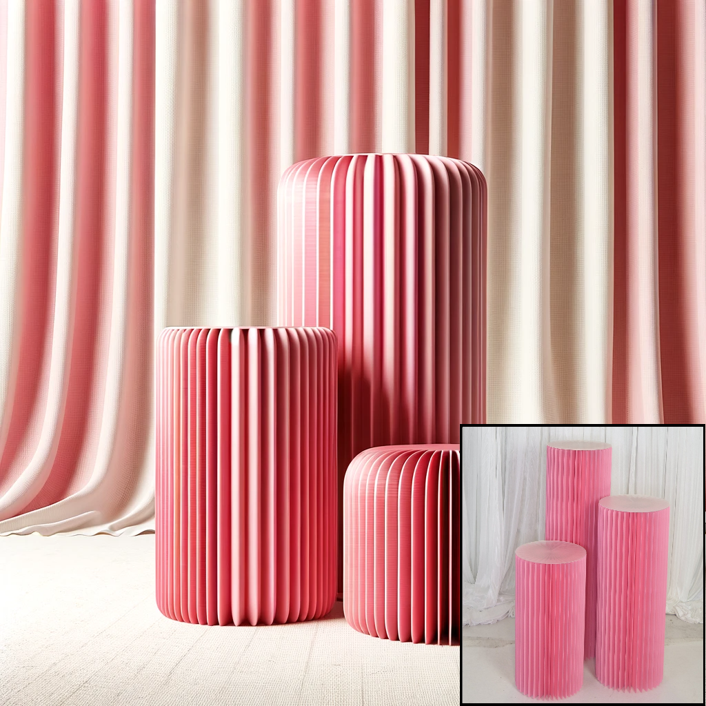 Location - Colonnes cylindriques pliables couleur rose par 3