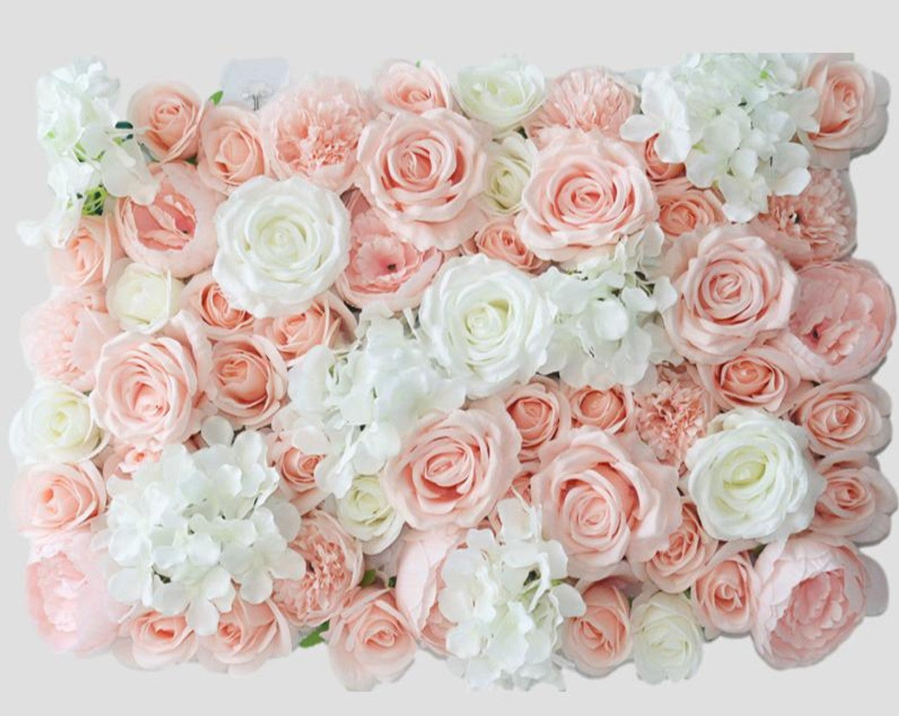 Location - Mur de Fleurs rose et blanche - hortensia piquée de pivoines 180x160cm