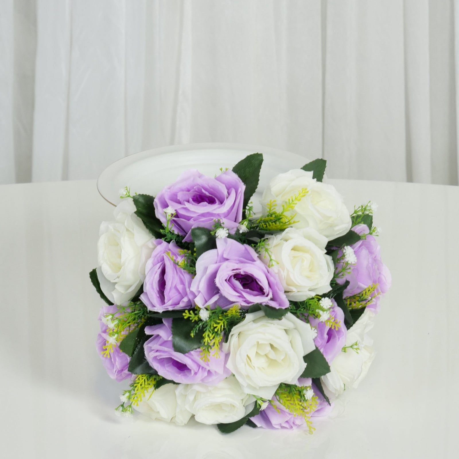Location - Pleine boule de fleurs Artificielles blanc et violet Lila