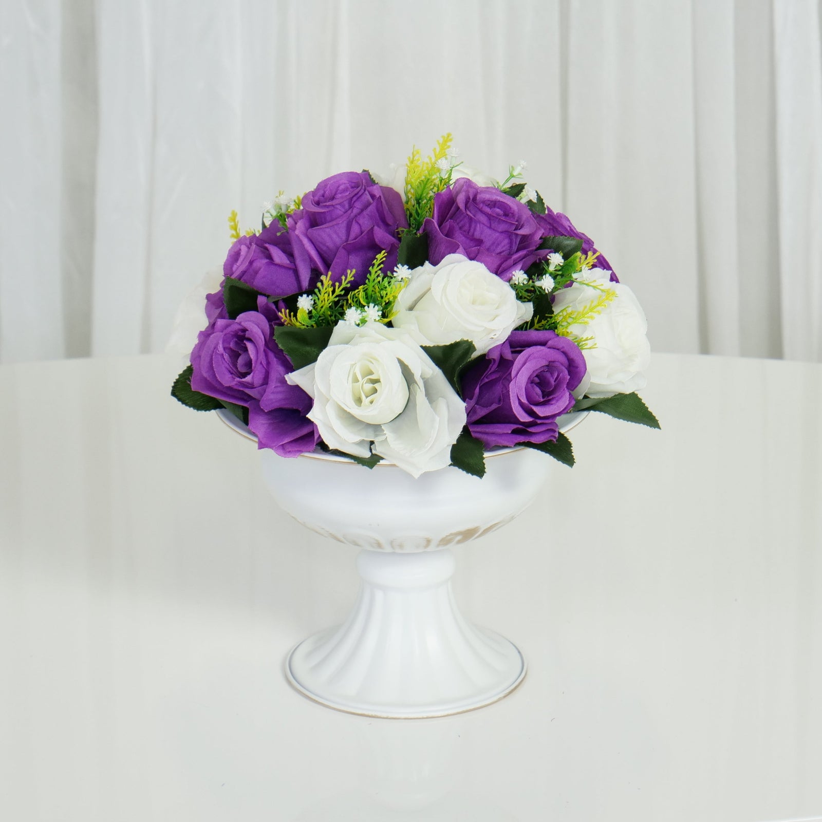 Location - Demi boule de fleurs Artificielles (15 Roses) blanc et violet