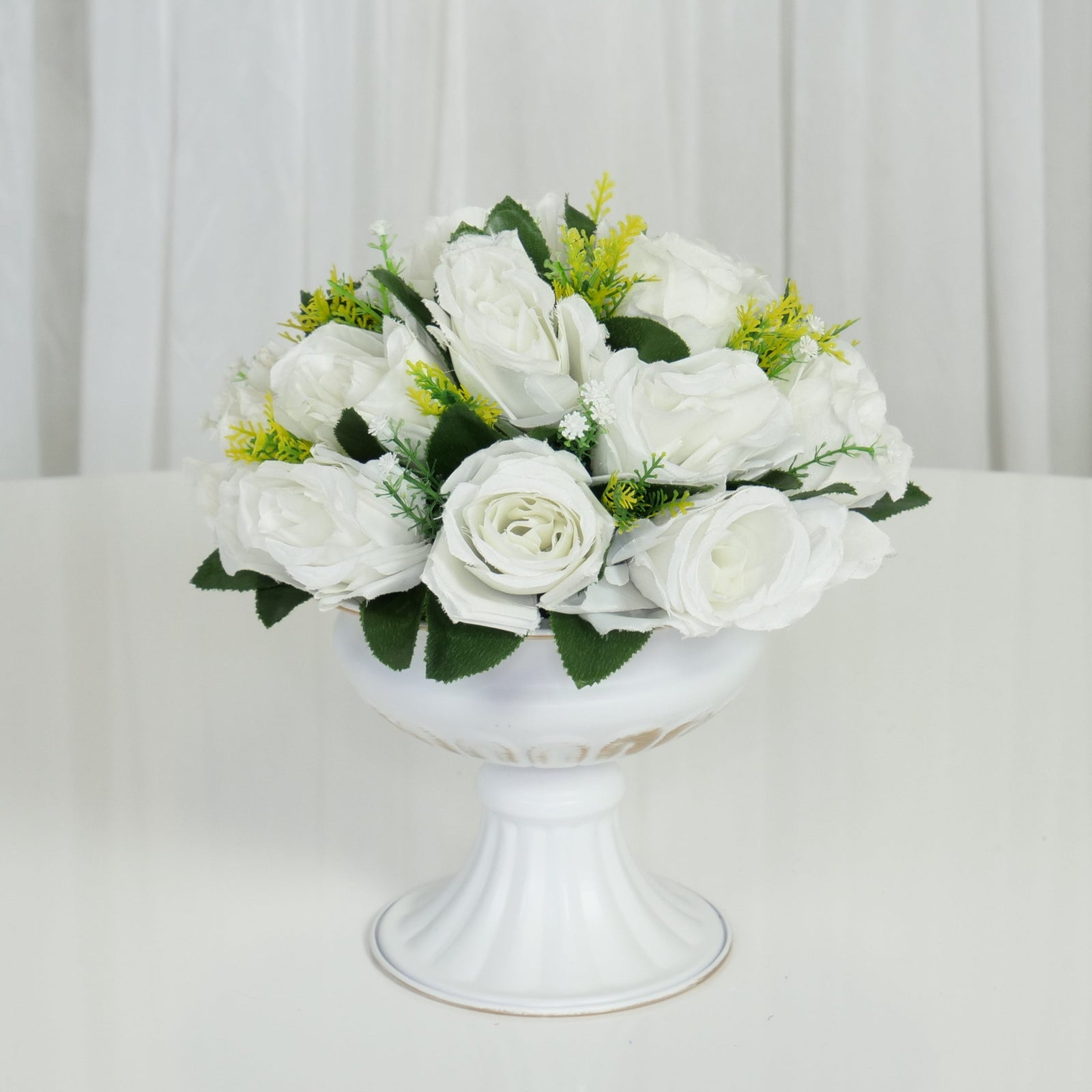 Location - Demi boule de fleurs Artificielles (15 Roses) blanc