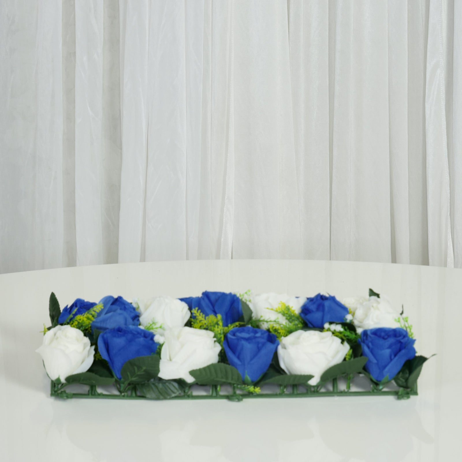 Location - Chemin de table floral rectangulaire 50cm x 25cm - Bleu et blanc