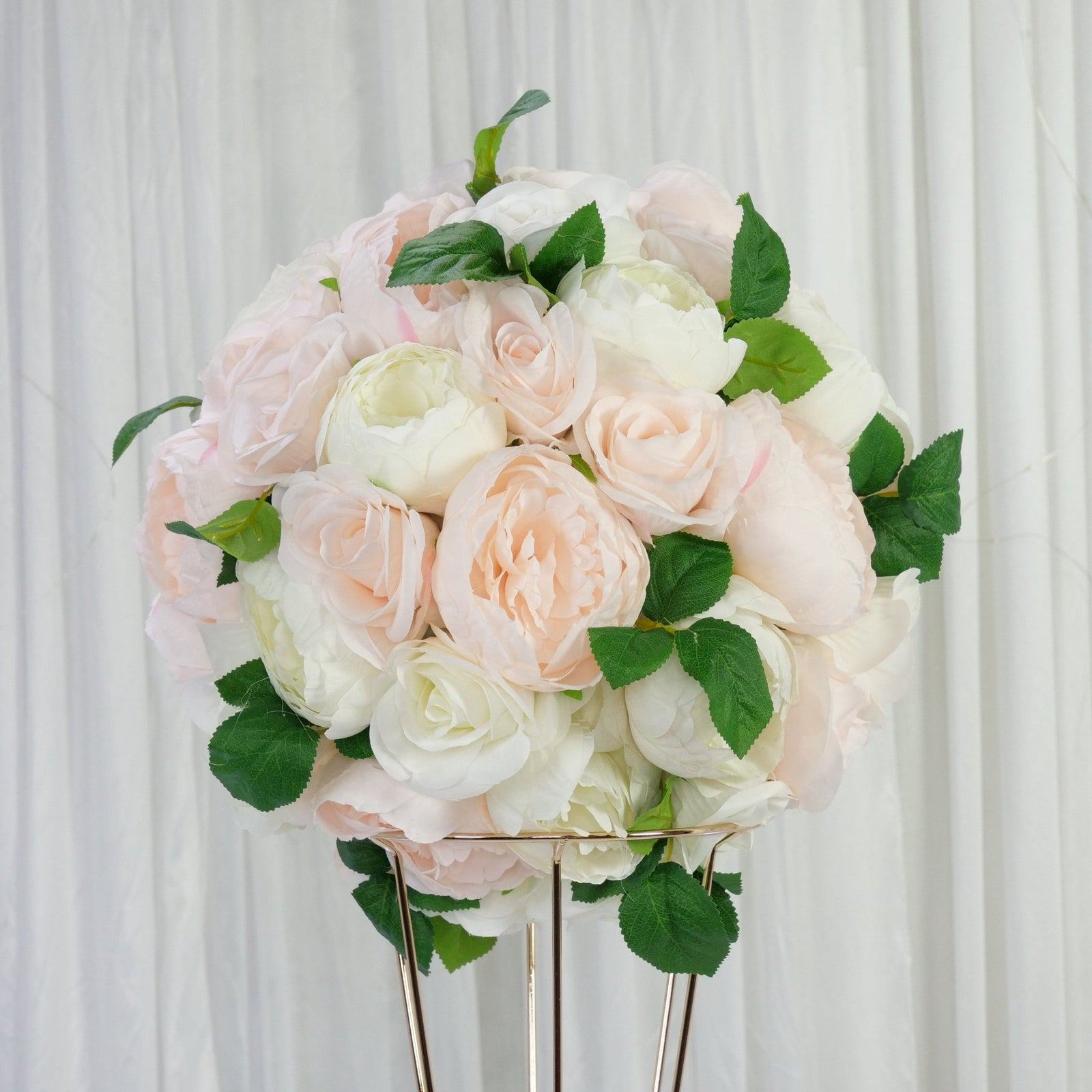 Location - Boule de fleurs Artificielles Blanc/Rose 40cm