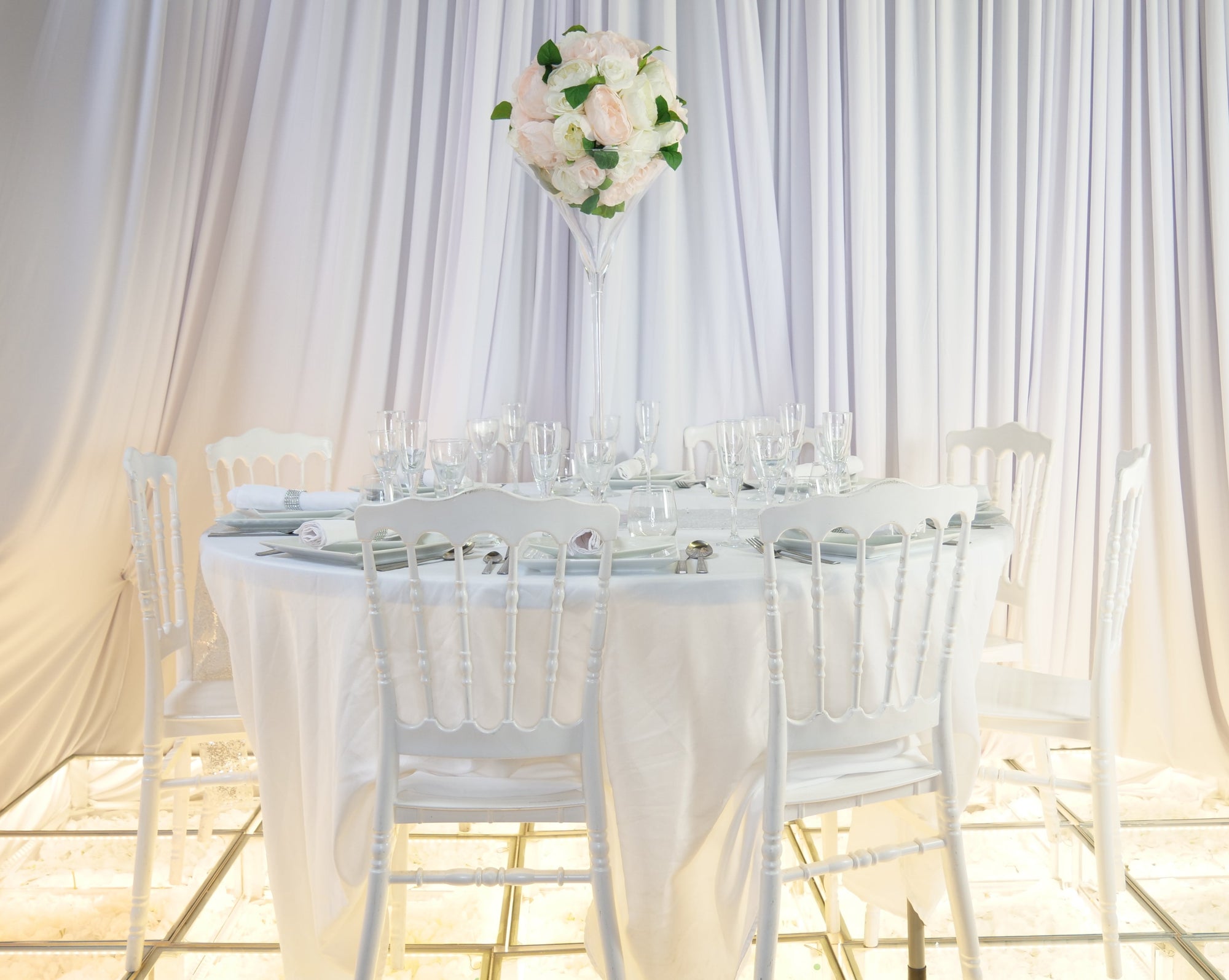 Location - [Table garnie PAP] Table garnie ronde 10 personnes - Horizon Festif