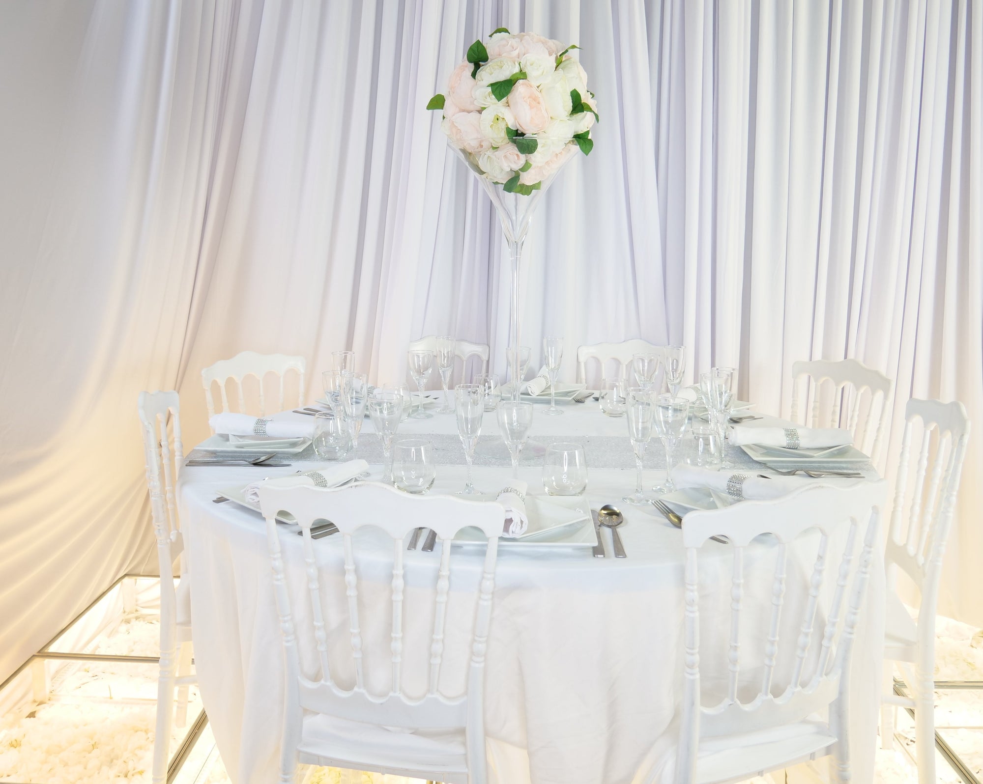 Location - [Table garnie PAP] Table garnie ronde 10 personnes - Horizon Festif