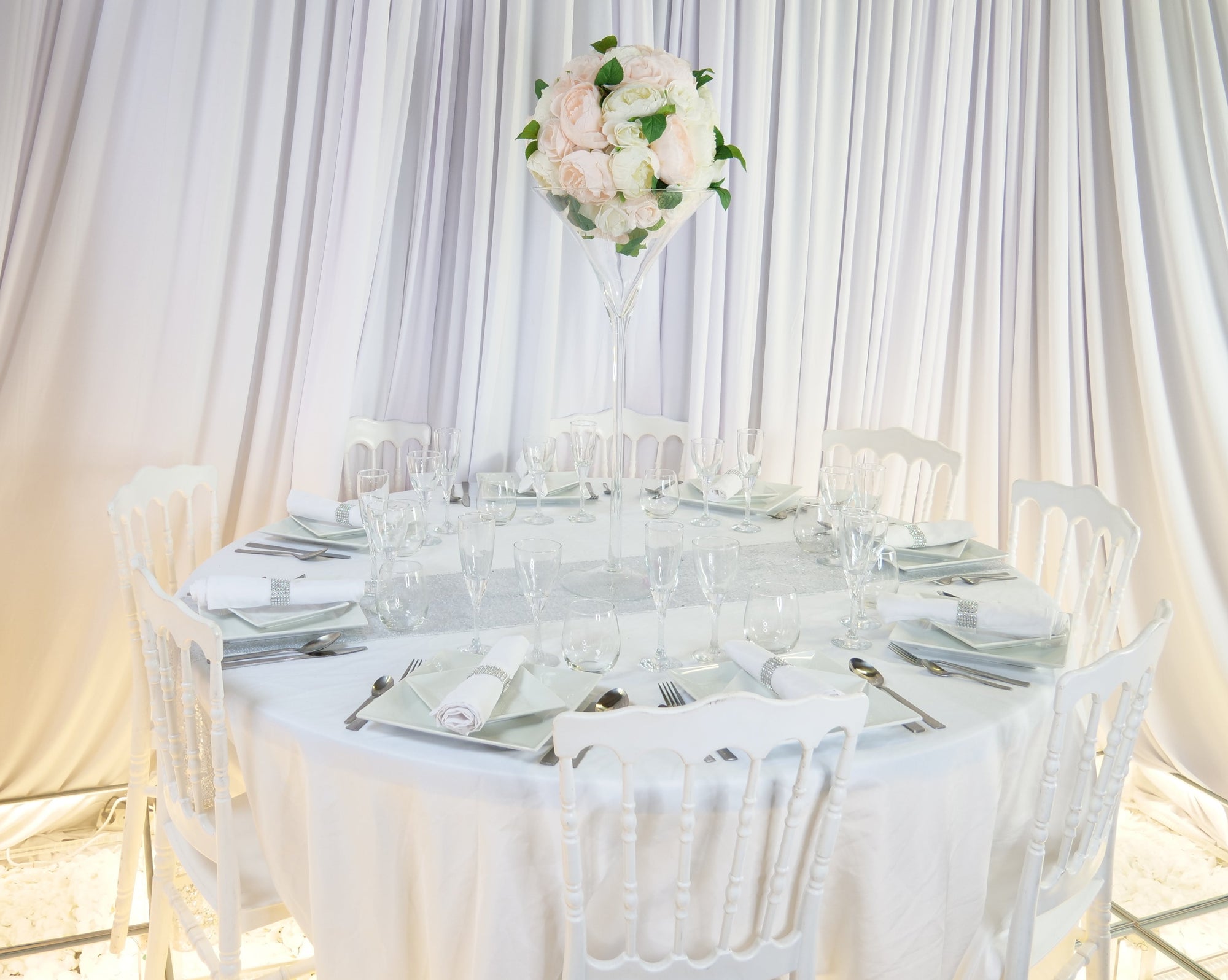 Location - [Table garnie PAP] Table garnie ronde 10 personnes - Horizon Festif
