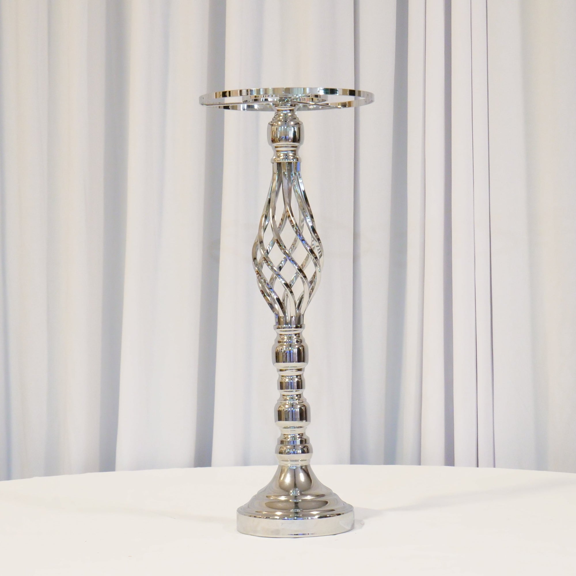 Location - Centre de table de mariage argenté à Fleur 50cm (unité)