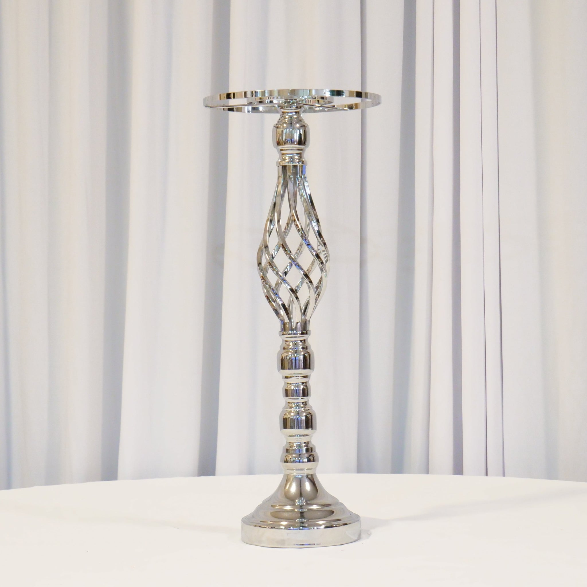 Location - Centre de table de mariage argenté à Fleur 50cm (unité)