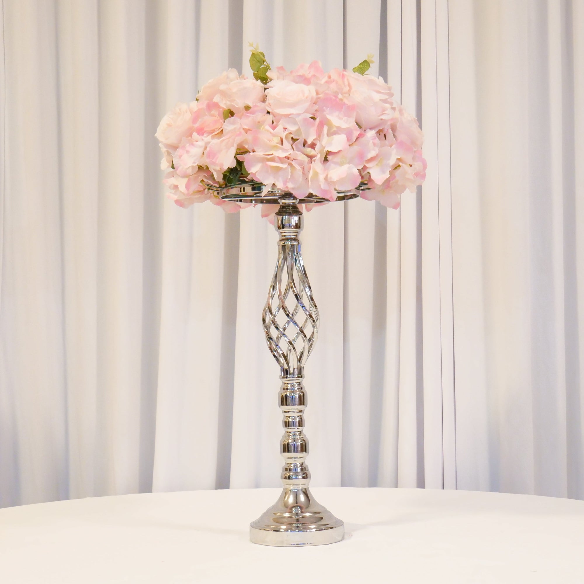 Location - Centre de table de mariage argenté à Fleur 50cm (unité)