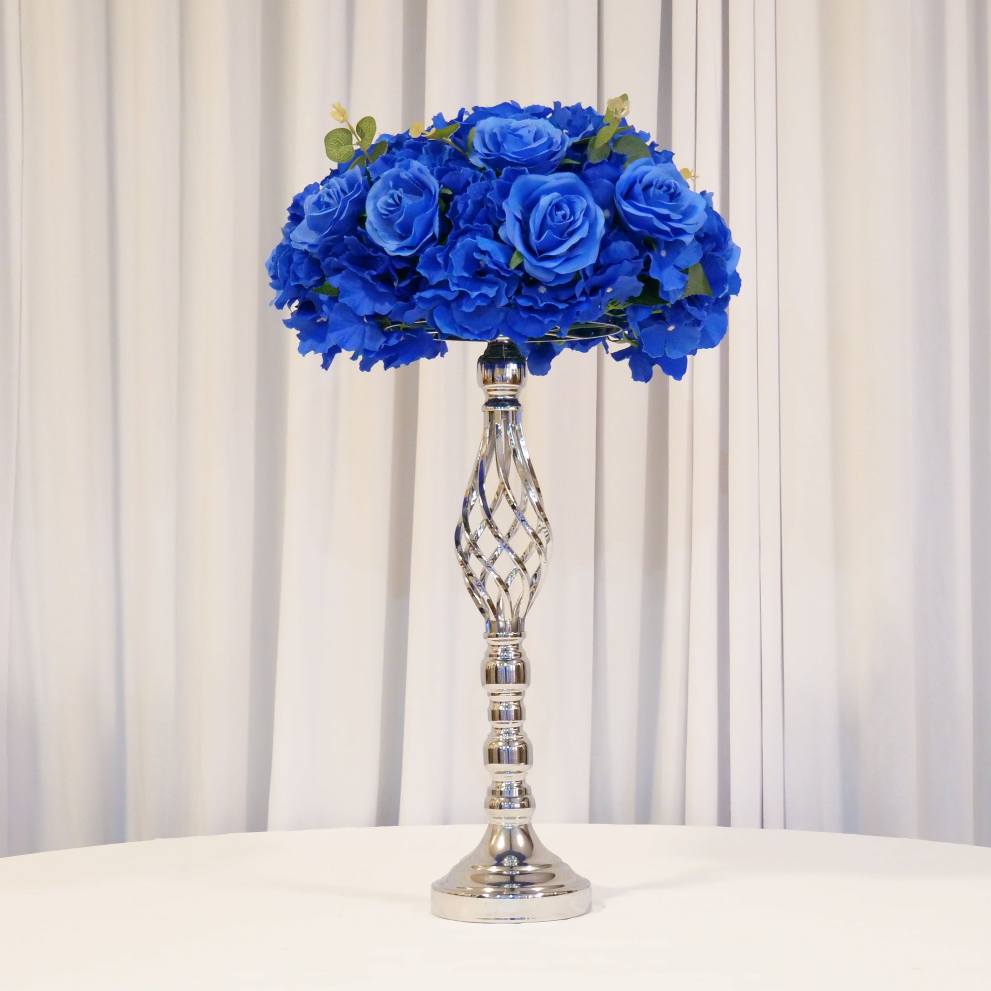 Location - Centre de table de mariage argenté à Fleur 50cm (unité)