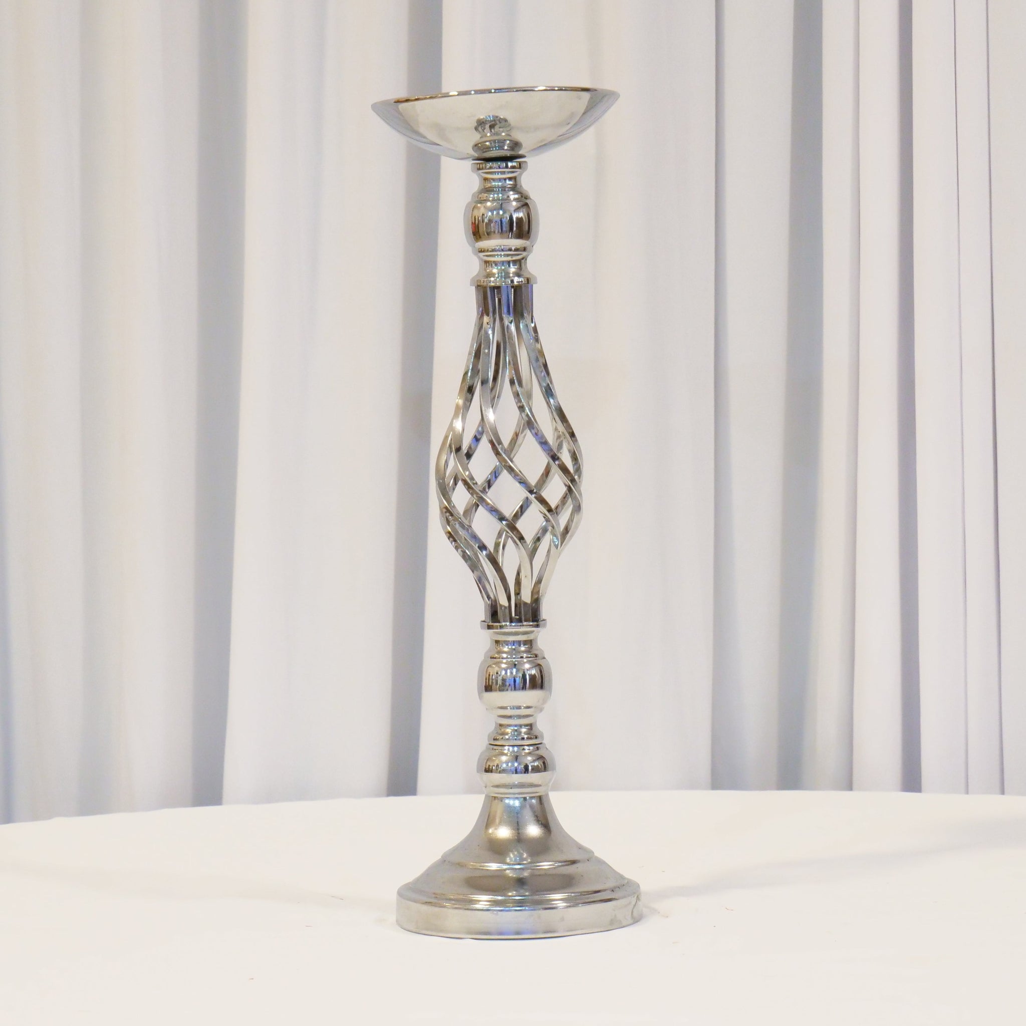 Location - Centre de table de mariage argenté Colonne à Fleur 46cm (unité)