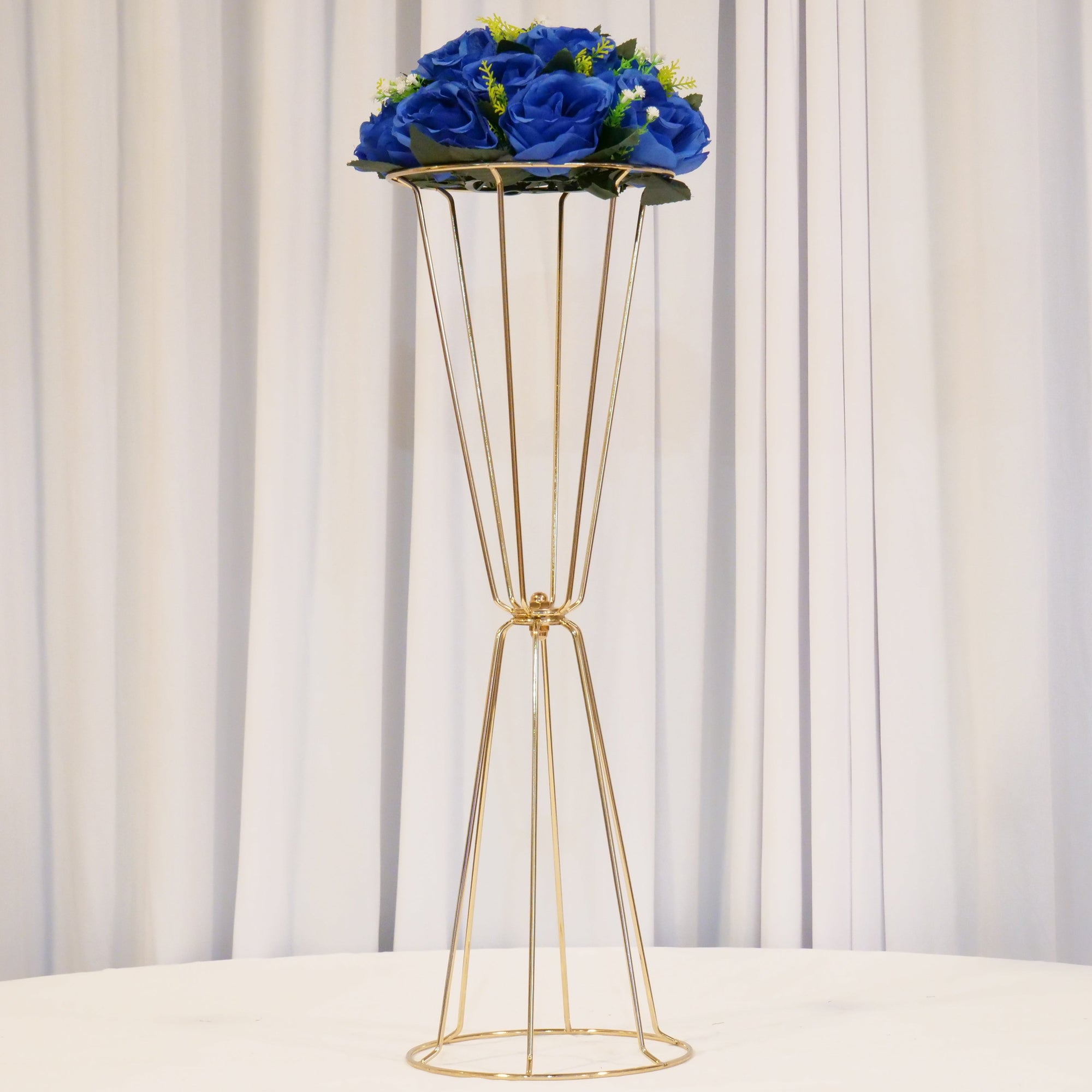 Location - Centre de table Vase Trompette À Fleurs doré 60cm