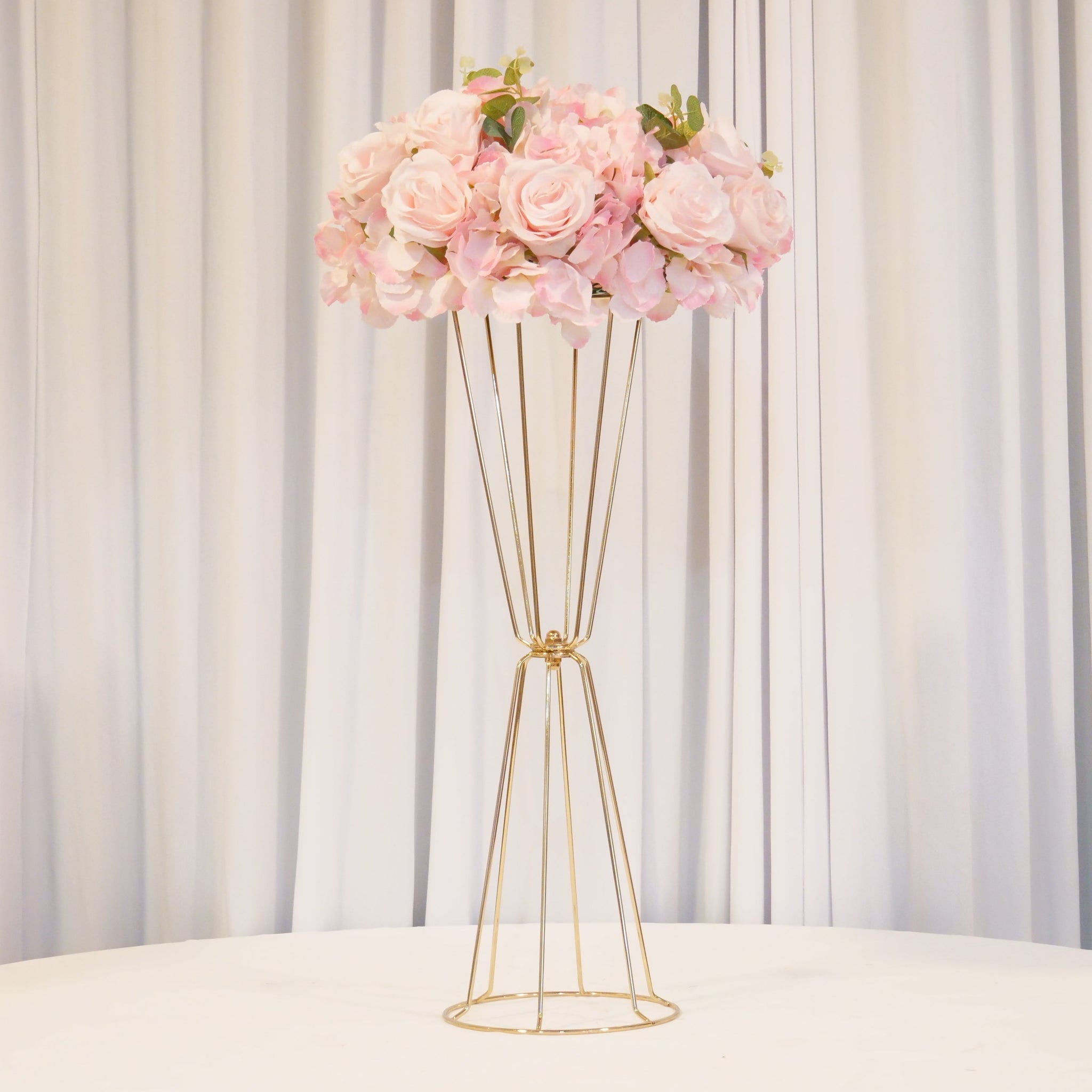 Location - Centre de table Vase Trompette À Fleurs doré 60cm