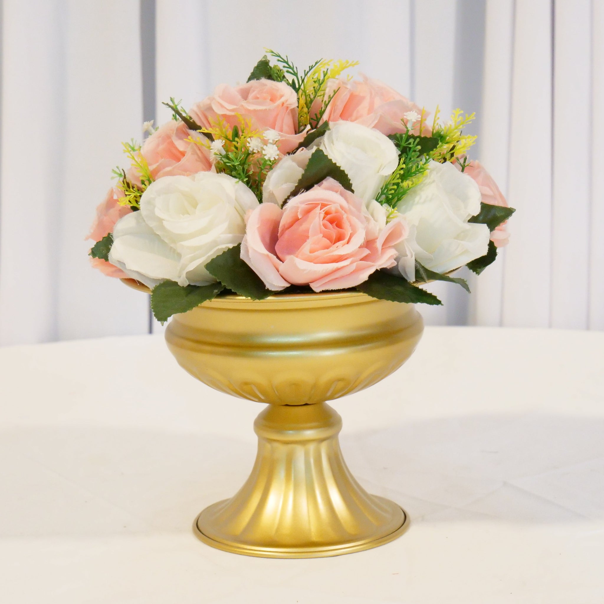 Location - Demi boule de fleurs Artificielles (15 Roses) blanc et rose pink